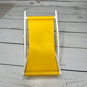 Vtg Barbie Yellow & White Beach Lounge Sling Back Chair Dollhouse Replacement